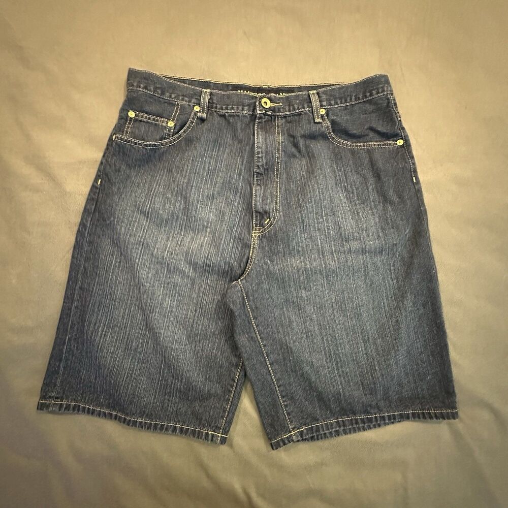 Vintage Nautica Jean Shorts Mens 36 Baggy Relaxed Dark Wash Denim Y2K 00s 90s
